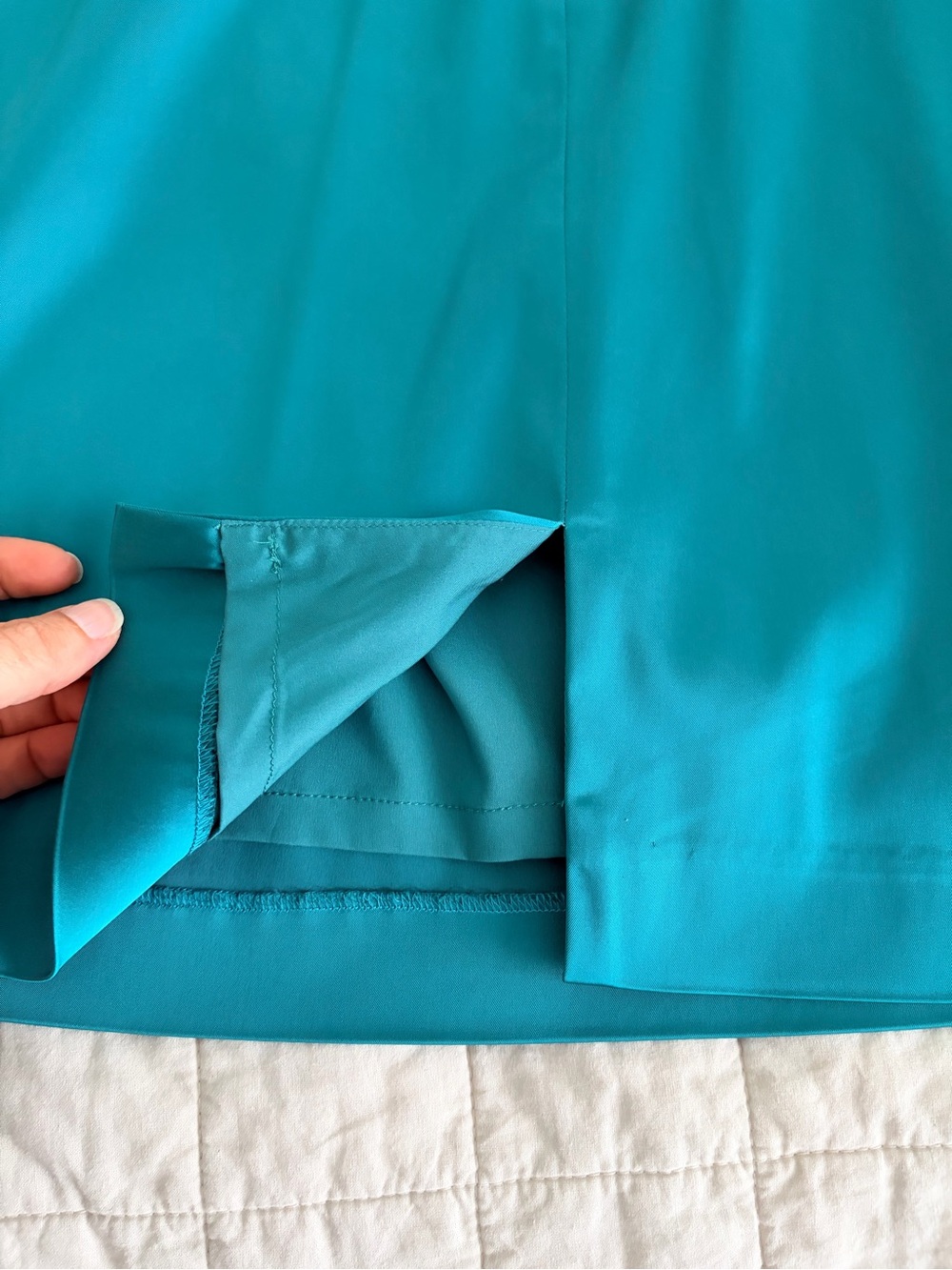 Kay Unger Teal Cap-Sleeve Ruched Sheath Dress - Picture 6 of 7